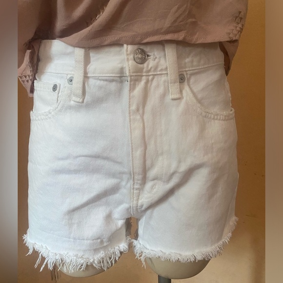 Madewell White High Waist Shorts Crisp Denim Style - Picture 7 of 14
